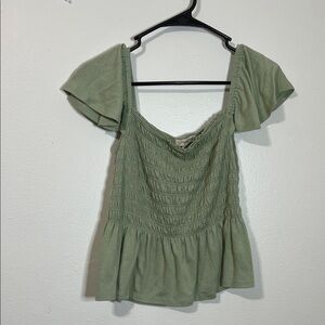 Rewind Sage Green Smocked Crop Top